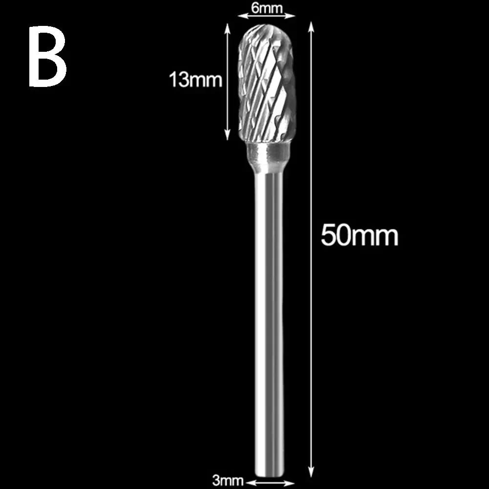 3x6mm Hartmetall-Fräser Rotationsfeile Bohrer Die-Grinder Schnitzwerkzeug Doppelschnitt Solide Elektrowerkzeuge Metall Holz Fräser