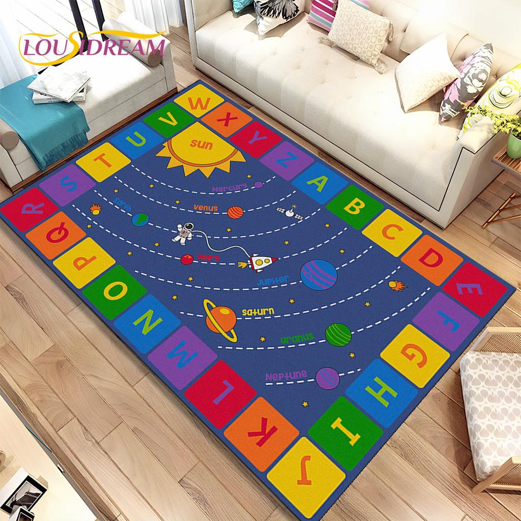 ABC dibujos animados niños sala de juegos alfabeto niños gateando área de educación temprana alfombra, alfombra para sala de estar dormitorio sofá, alfombra antideslizante