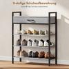 4-Tier Shoe Rack, Hallway Shelf for Up To 9 Pairs of Shoes, Particleboard, Metal, Grey