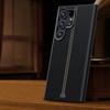 Einfarbige Vintage Lederhülle für Samsung Galaxy S26 S25 S24 S23 Ultra Plus Magnetische Kabellose Ladefunktion Mattschwarze Metall-Linsenabdeckung
