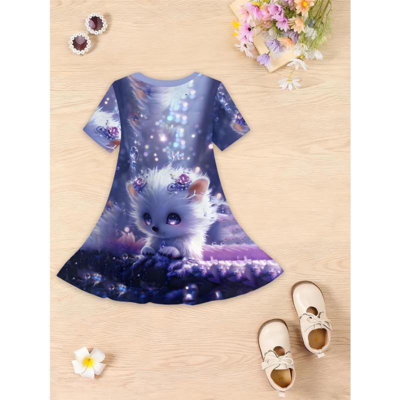 Girls' Dress, Suitable for Parties and Casual Attire, Sweet Princess Dress, Lightweight Spring and Summer Outfit, Easy to Handwash,