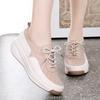 Summer Microfiber Emboss Wedges Lace Up Women's Flats Plus Size Outsole Sneakers Shoes