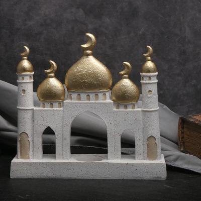 Ramadan Resin Art Statue Islamic Mosque Cultural Ornament Handcrafted Mosque Models Tower Decoration for Eid Home Office Ramadan Mubarak Gift