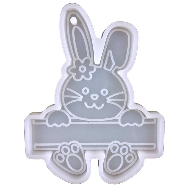 Shiny Glossy Easter Couple for Key Pendant Mold Resin Craft Easter Day Bunny Mold for DIY Keychain Necklace Charms Makin