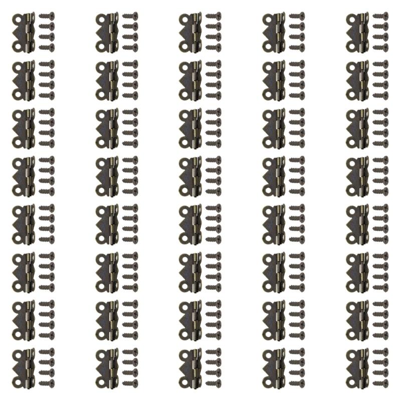 Antique Butterfly Shape Hinges Replacement Jewelry Box Small Hinges with Screws for Crafts Making Easy To Install