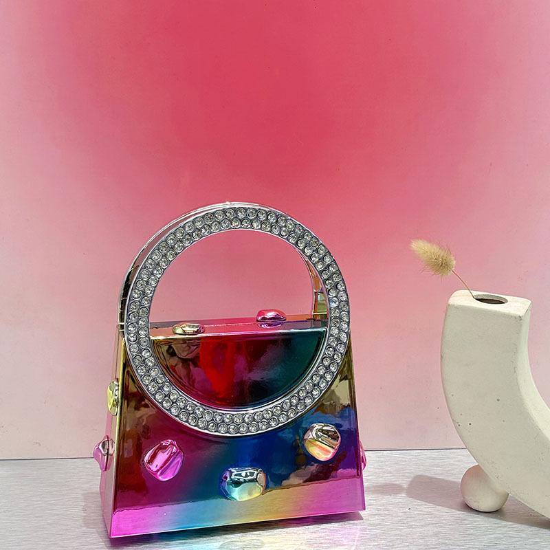 

Candy Color Acrylic Evening Bags for Women Round Handle Diamond Handbag Luxury Party Wedding Purse Clutch Shoulder Crossbody Bag