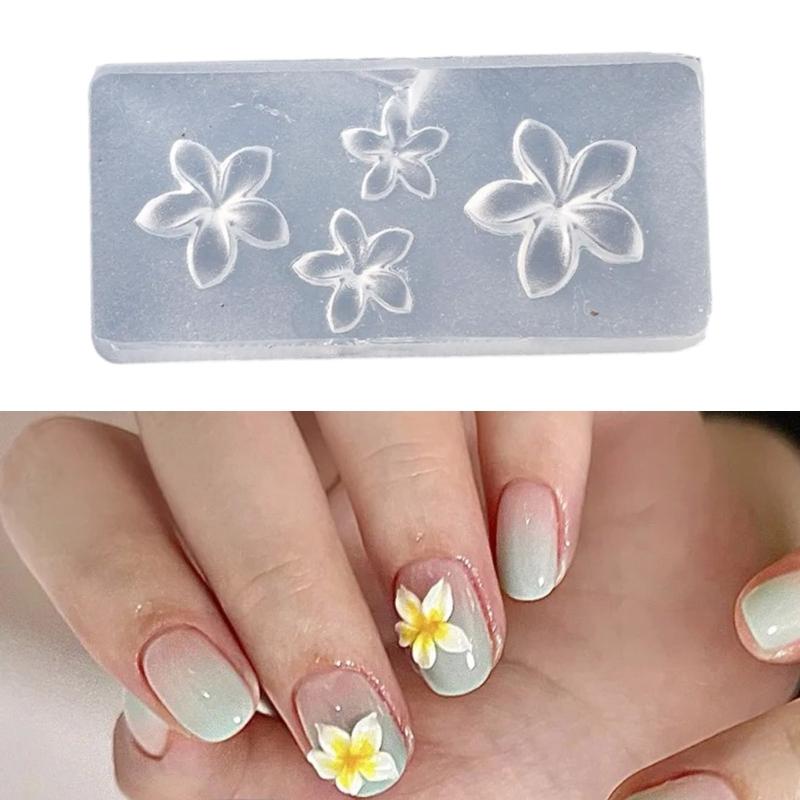 Flower Molds Nail Art Silicone Molds Stencils Manicure Template Plumeria Flower Nail Art Decorations Nail Carving Mould