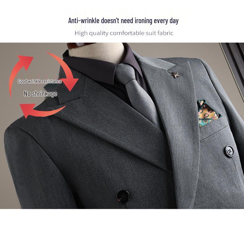 Men's High-End Slim-Fit Suit Set: Business Formal, Groomsman, Wedding Groom's Wear, Wrinkle-Resistant Jacket