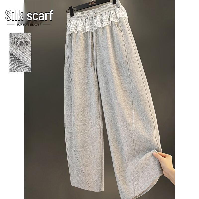 Women s Lace Trim High-Waist Wide Leg Pants XL