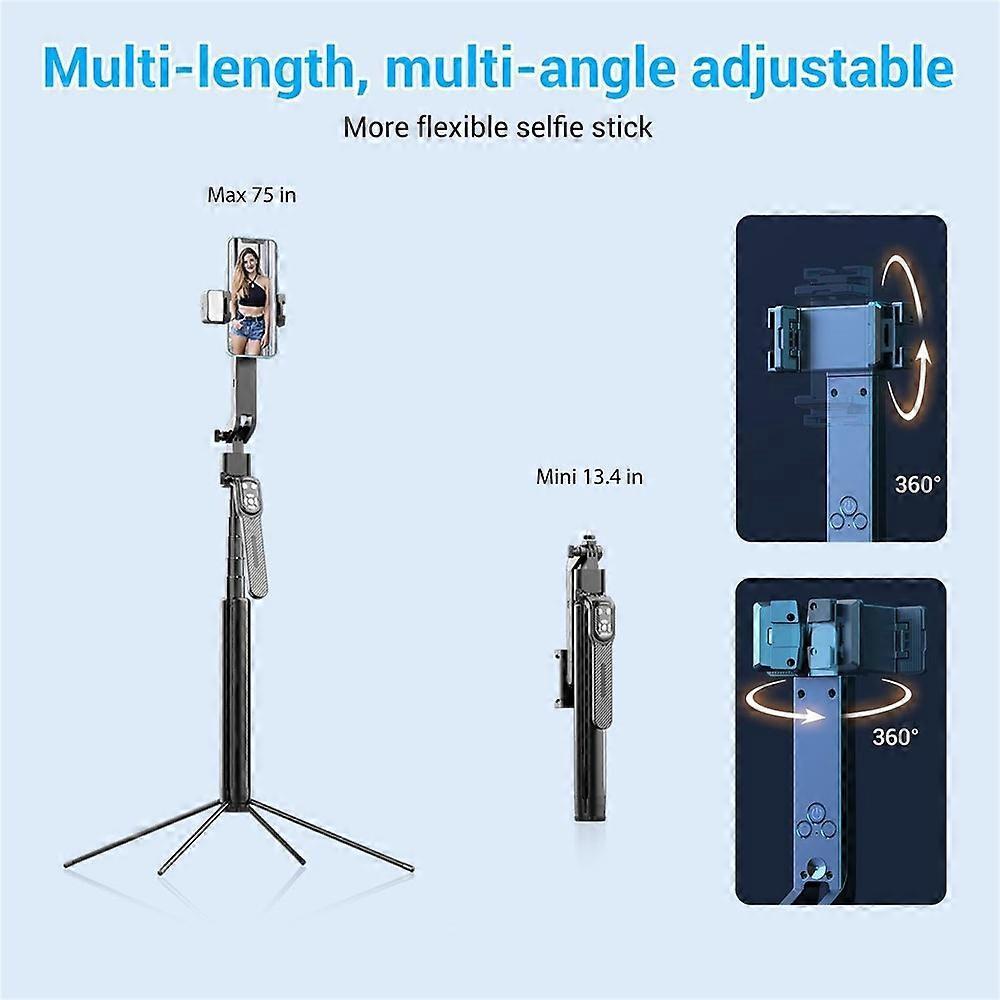 Q530TK Expandable Auto Face Tracking Tripod with Dual Lights 360° Rotating Metal Phone Stand Selfie Stick