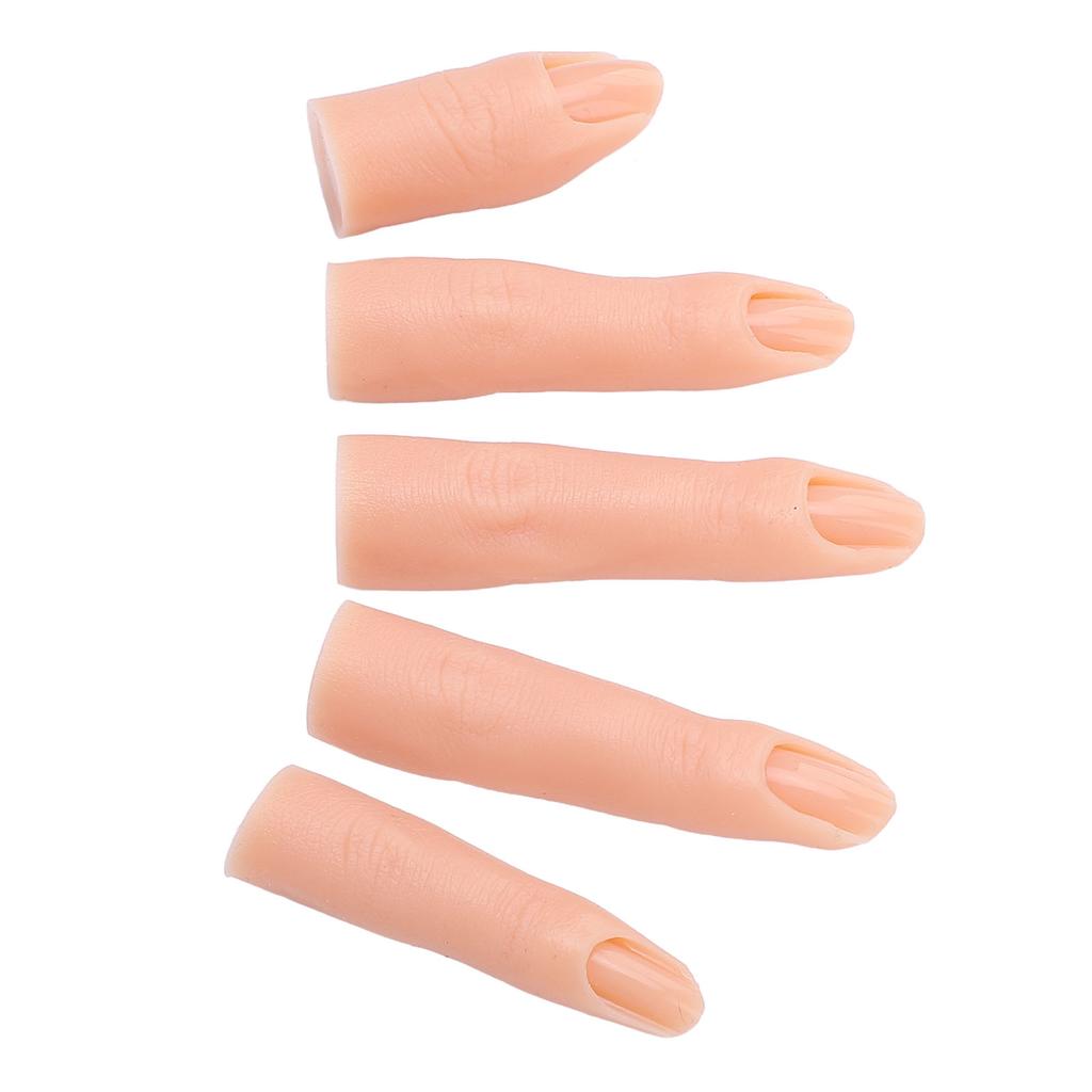 5 Pcs Silicone Nail Training Finger High Elasticity Bendable Joint Thickened Nail Practice Finger Model for Nail Salon