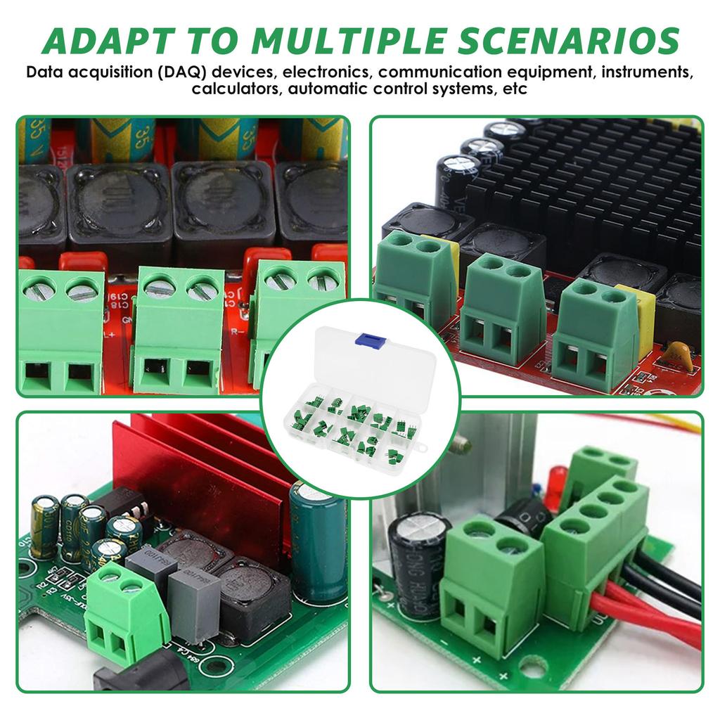 50PCS 2.54mm 0.1"Pitch PCB Mount Screw Terminal Block Connector 2P 3P 4P Terminals 150V 6A for 26-18AWG Cable