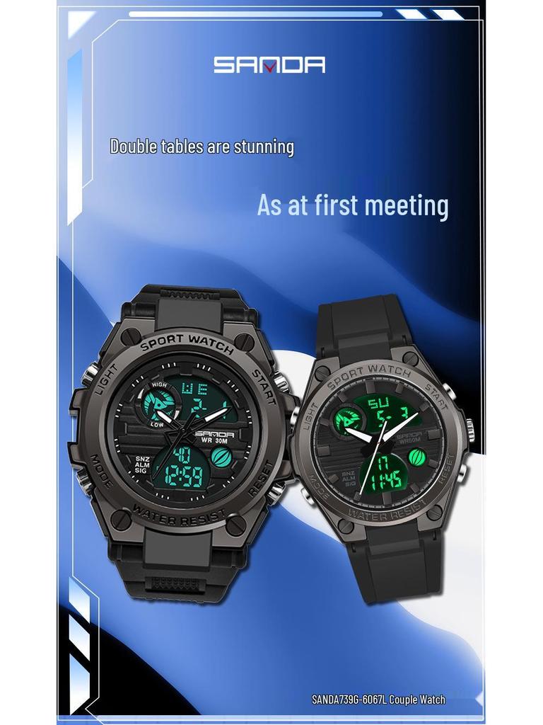 Sanda Couple's Multifunctional Smart Sports Watches - Men's & Women's Waterproof Outdoor Trendy Electronic Watches for Students