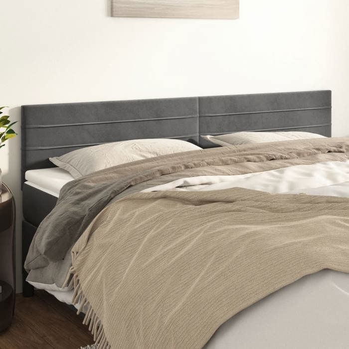 VidaXL 2x Têtes de Lit Meubles de Chambre à Coucher Accessoires de Lit Simple Têtes de Cadre de Lit Intérieur Gris Foncé 346181