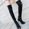 Fashion Shoes for Women 2024 Fashion Side Zipper Women's Boots Autumn Denim Solid Sexy High Tube Stilettos or Thin Heels Long Boots