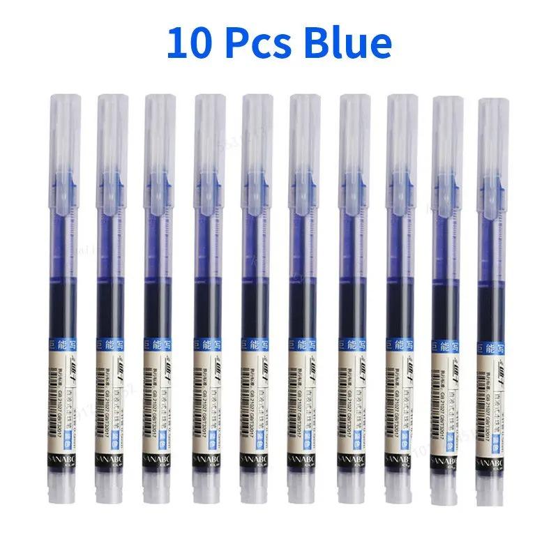 10Pcs/set High Quality Needle Type Gel Pens Straight Liquid Ballpoint Pen Kawaii Stationery School Office Supplies Writing