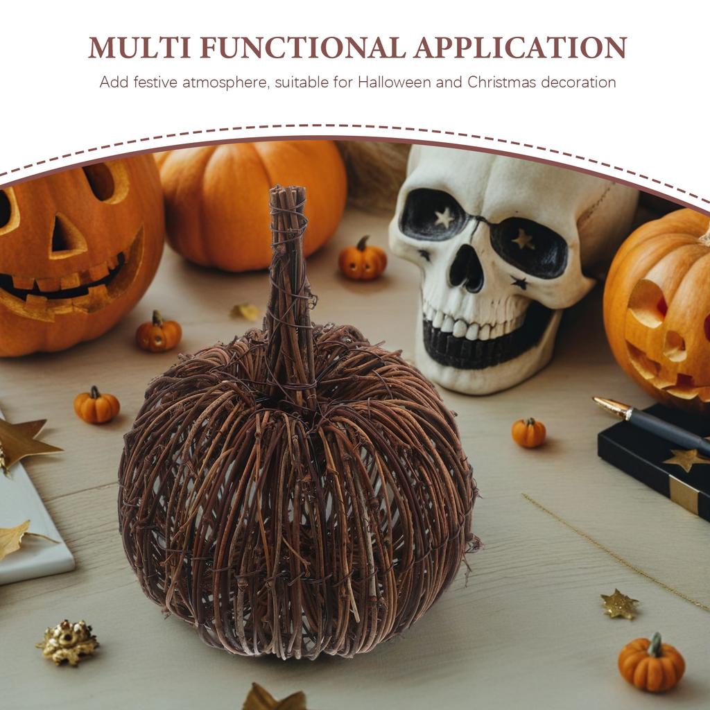 15 CM Dynia z plecionki rattanowej Halloween Jesień Dynia rattanowa Dekoracja stołu na Święto Dziękczynienia Na Halloween i Święta Sezonowe