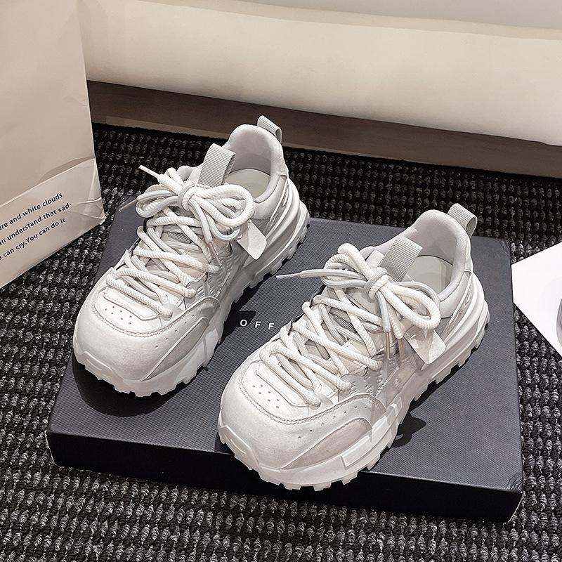 European Station 2025 Autumn New Retro Old Casual Shoes Leather Platform Versatile Daddy Shoes Forrest Gump Shoes Women's Tide