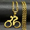 Collana Ciondolo Bicicletta alla Moda per Donne Uomini Acciaio Inossidabile Colore Oro Collane Sportive Bicicletta Gioielli collare N680S06