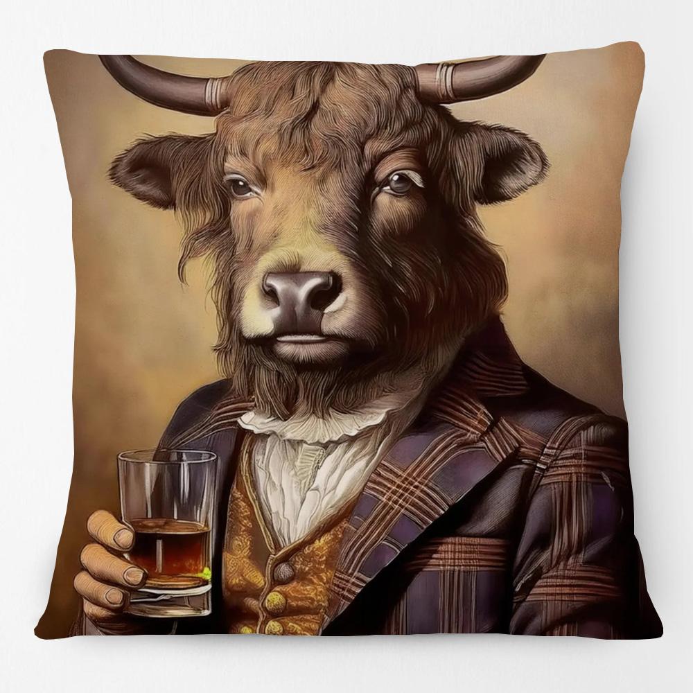 Animali Vittoriani Arte Scoiattolo Highlander Mucca Cervo Zebra Tasso Coniglietto Volpe Stampa Federa Copricuscino