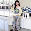 Girls' Casual Hoodie & Wide-Leg Pants Set - Cartoon Print, Versatile Two-Piece for Spring & Autumn