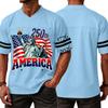 Men's Casual V Neck Jersey 250th America Independence Day Printed Short Sleeve Sports T Shirt Top with Lettering