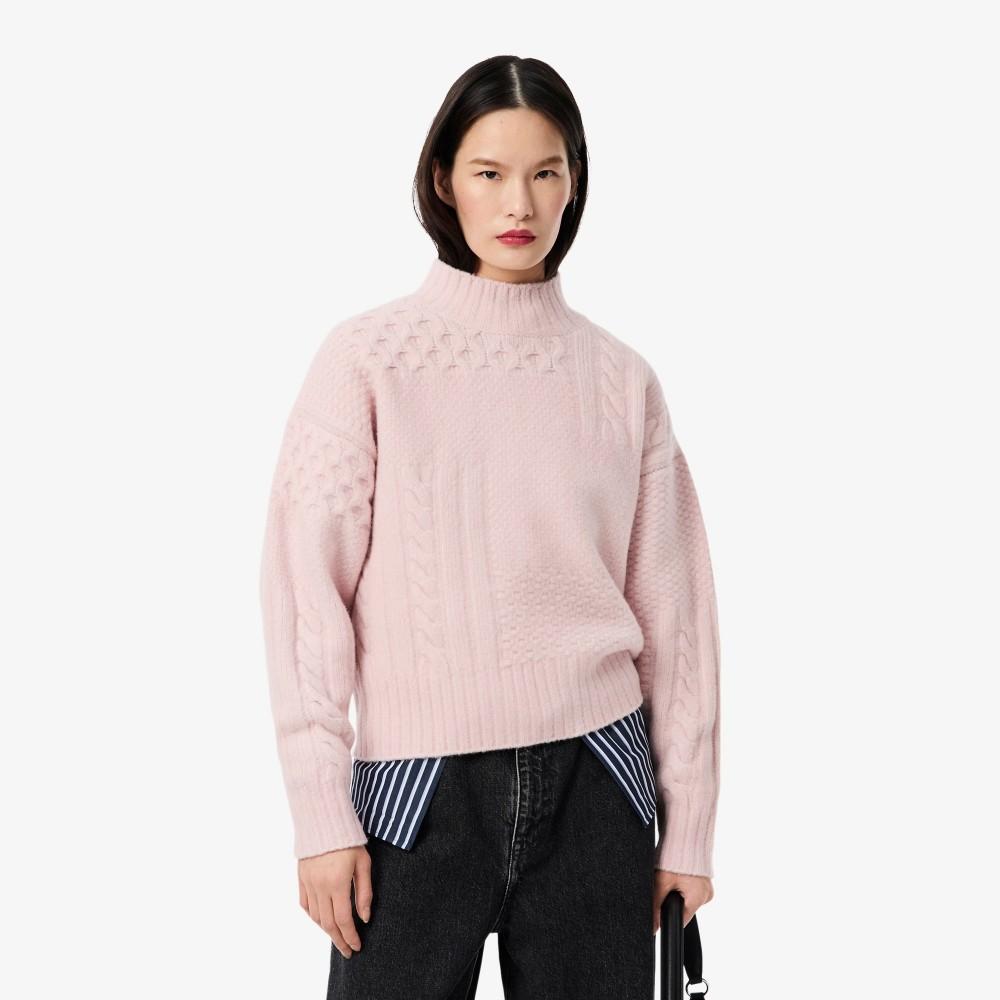Lacoste Women's Aran Cable Turtleneck Pullover AF3974-55NADY