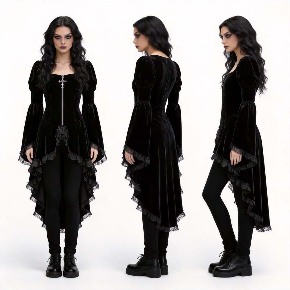 Medieval Tailcoat Halloween Gothic Vampire Lace Up Mens Costume, Renaissance Wedding Tuxedo, Vintage Court Style,Standard Size