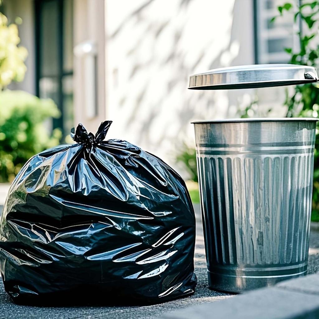 Große Schwarze Plastiktüten für Küche, Hotel und Gebrauch - Müllbeutel mit offener Oberseite