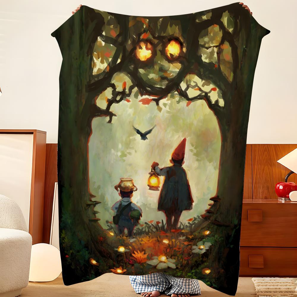 Animation Over The Garden W-Wall Throw Flannel Throw Blanket, Lightweight Cozy, Durable Washable Cute Cool
