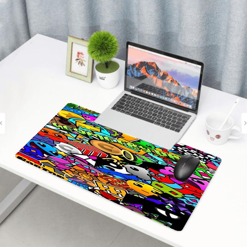 Geometry Dash Print Mouse Pad, Anti‑Slip Desktop Keyboard Mat, for PC Laptop Gaming Working Daily Use, Cool Festival Surprise Gift