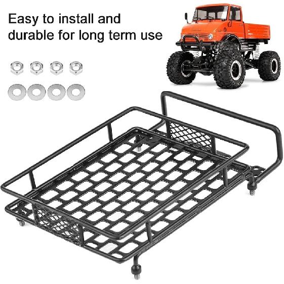 RC Roof Rack, Toy Roof Rack Black Steel Luggage Tray Roof Rack for 1/10 RC Crawler Car(S) Rc Truck Roof Rack 1 10 Rc Truck Roof Rack 1/10 Rc Truck