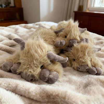 Peluche Mucca delle Highlands Capelli Lunghi Bestiame Scozzese Animale di Peluche Morbido Coccole Decorazione Fattoria per Bambini Collezionisti