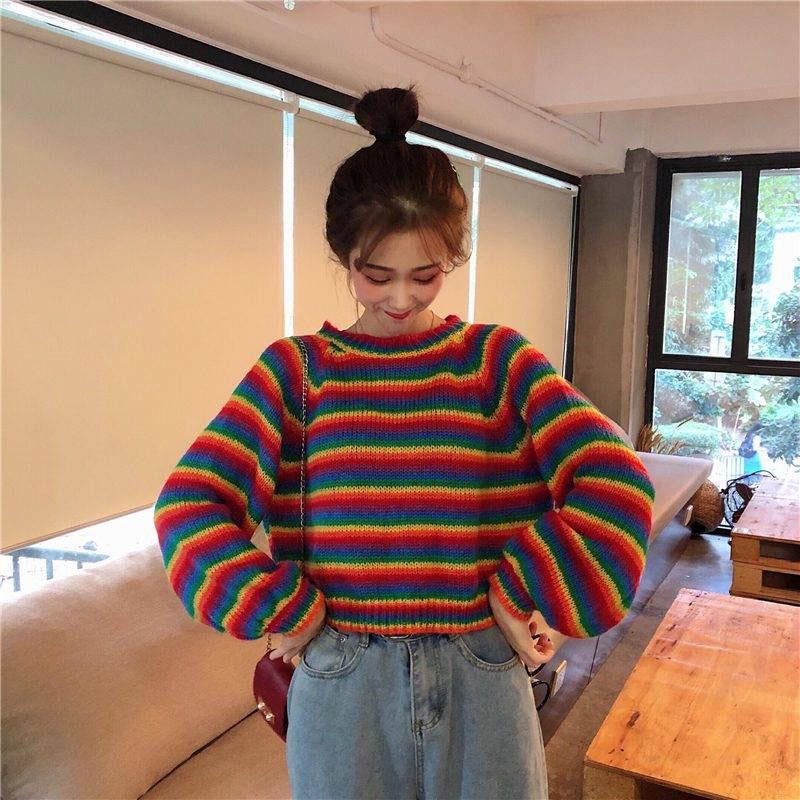 Felpa Morbida Autunno Inverno Top Donna Elegante Heekpek Maglione Oversize Donna Girocollo Invernale Maglione Lavorato A Maglia Donna Con Pannello A Righe A V Maniche Lunghe Casual Felpa Donna
