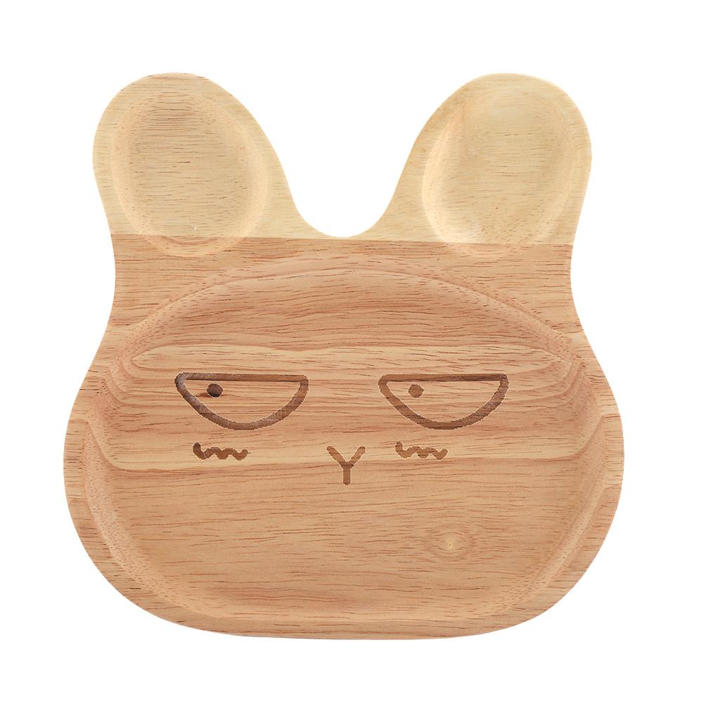 Holzteller Kind Dessert Snacks Serviertablett Entzückendes Kaninchen Holzschale Geschirr für Kinder #2