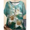 Damenbluse mit Blumenprint Kurzarm Stilvolles Einfaches T-Shirt Lässig Atmungsaktive T-Shirts Damen