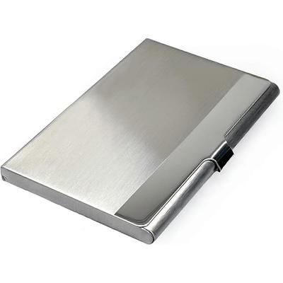 Visitenkartenetui für Damen und Herren, schlankes minimalistisches Design, Metall aus Edelstahl
