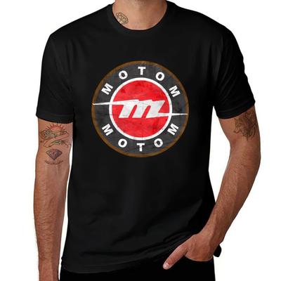 Motom Motorcycles Retro Badge Motom Logo T-shirt Zacht Krimpbestendig Katoenen T-shirt