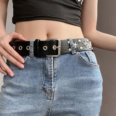 Vintage Rivet Waist Belt Jeans Decor Punk Waistband Streetwear Y2K Leather Belt  Hot Girls