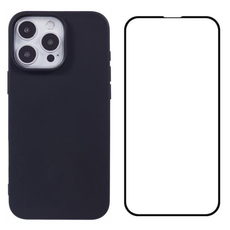 For iPhone 16 Pro Max Case TPU Phone Cover with Screen Film (Big Lens Hole)