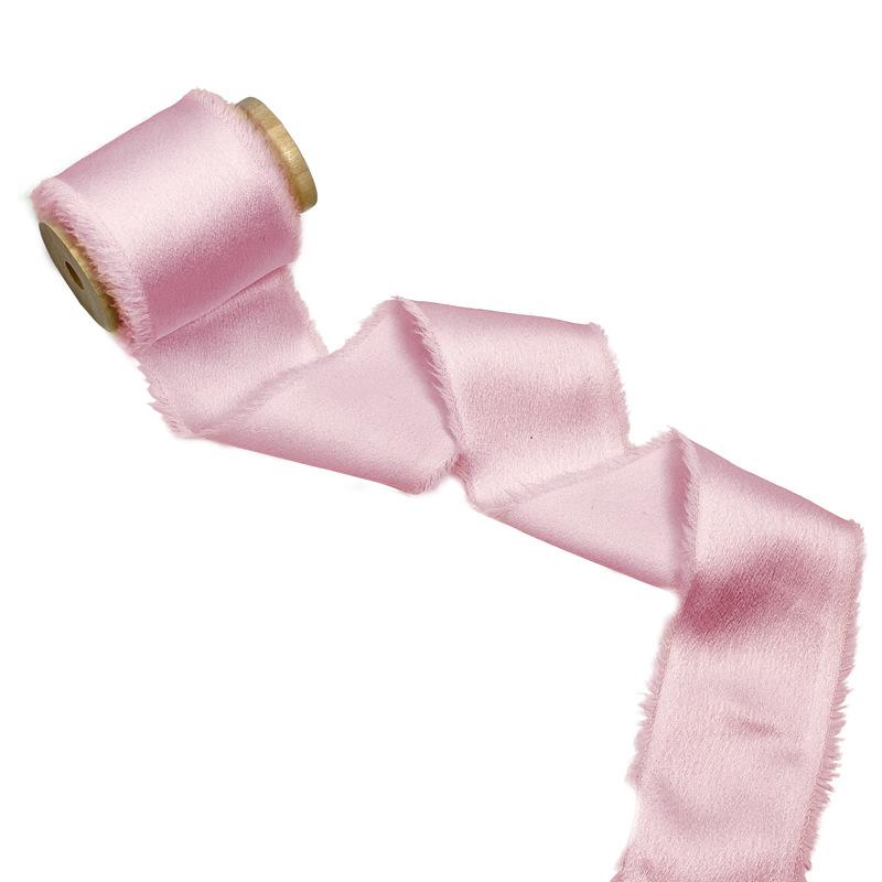 4CM*5yard Frayed Silk Ribbon Edged Wrinkle Handmade Ripped Wedding Party Flower Bouquet Gift Packing Decorations Pink DIY Craft