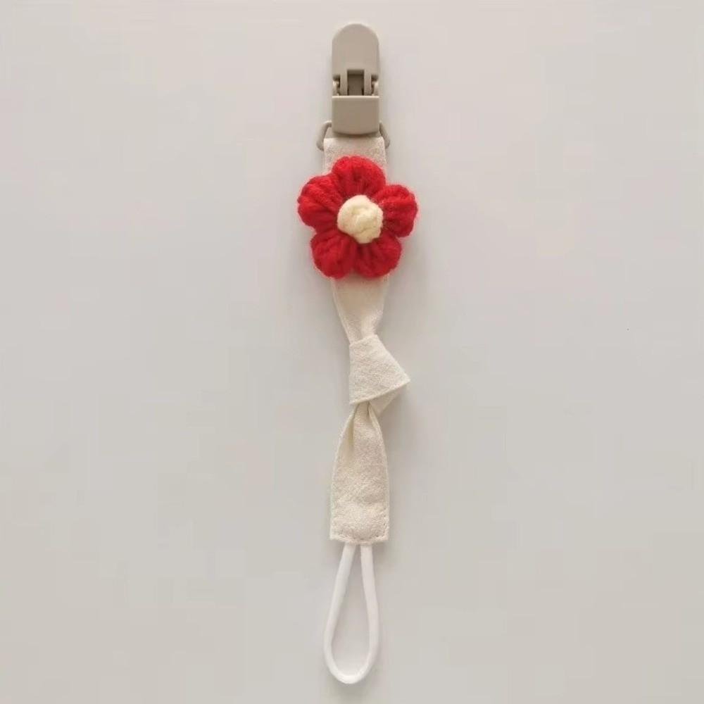 Cute Flower Dummy Nipple Holder Plastic Embroidery Pacifier Clips Baby Pacifier Chain Newborn