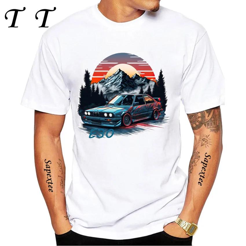 New Summer Men Short Sleeve Vintage Germany Eudm E36 M3 Tshirt Legend Sport Car Design Boy Casual Tops Cool Man Tees White
