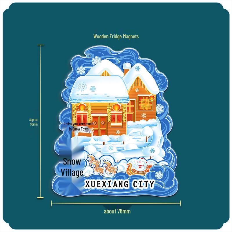 

Heilongjiang Harbin Snow Town Wooden Fridge Magnet - China City Tourism Souvenir Sticker