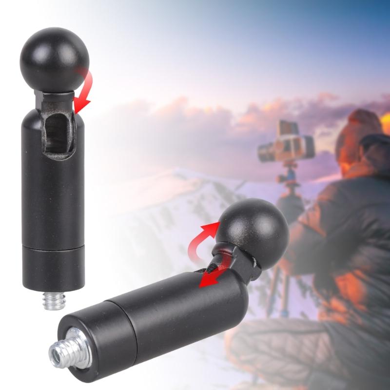 Adaptadores de Cabeça Esférica Universais de 17mm Com Rosca Macho de 1/4 de Polegada Para Ajuste de Ângulo de 90 Graus e Montagens de Câmera com Rotação de 350