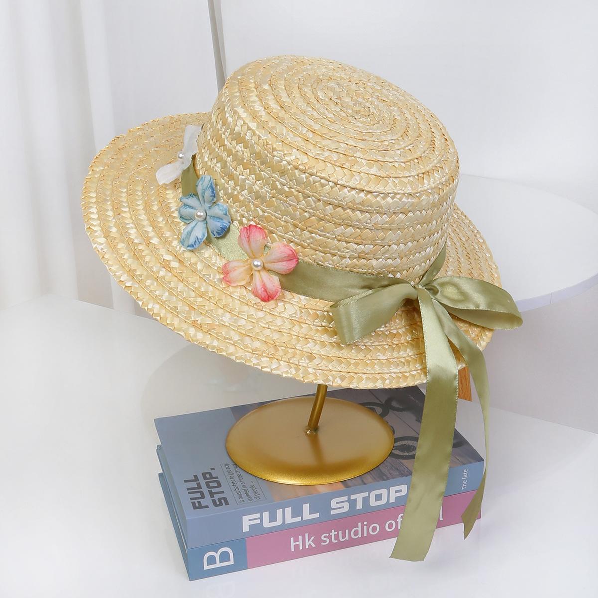 

Кружевная шляпа-федора с бантом для женщин, летняя пляжная шляпа с длинной лентой для пляжного отдыха на открытом воздухе, солнцезащитная шляпа M（56-58cm）