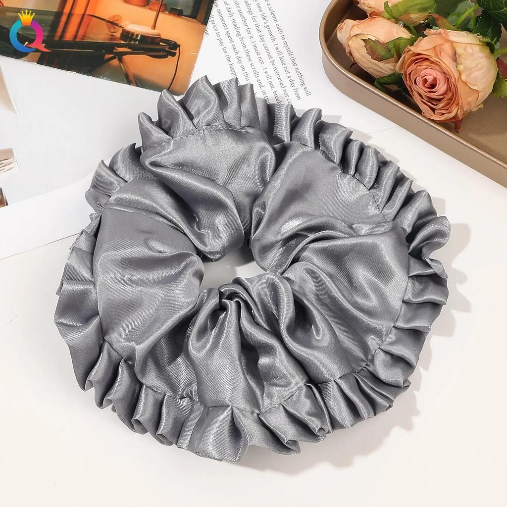 Ins Oversized Satin Scrunchies French Romantic Elastic Hair Bands Ponytail Holder Hair Rope Ties Women Girls Hair Accessories
