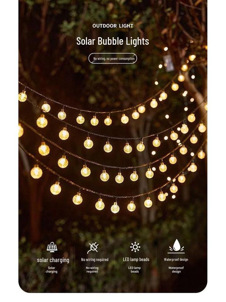 Waterproof Solar Fairy String Lights for Outdoor Garden, Courtyard, Home & Balcony Decoration