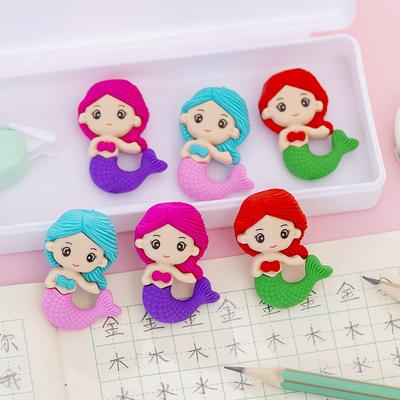 Kawai Stationery Mermaid Puzzle Assembled Eraser Student Sixty One Final Christmas Prize Gift Reward Office School Supplies
