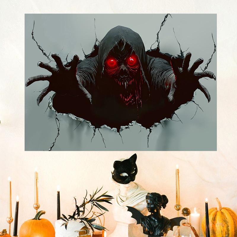 Halloween 3D Effect Horror Wall Stickers Skull Haunted House Decoration Wall Stickers Scene Layout